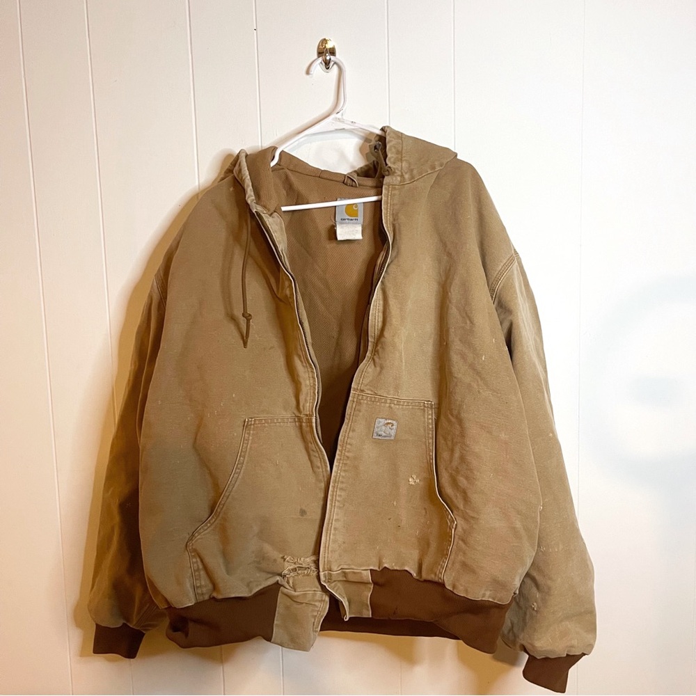 Carhartt Men's Brown/Tan Bomber Jacket XL/2X Workwear Warm Layer
